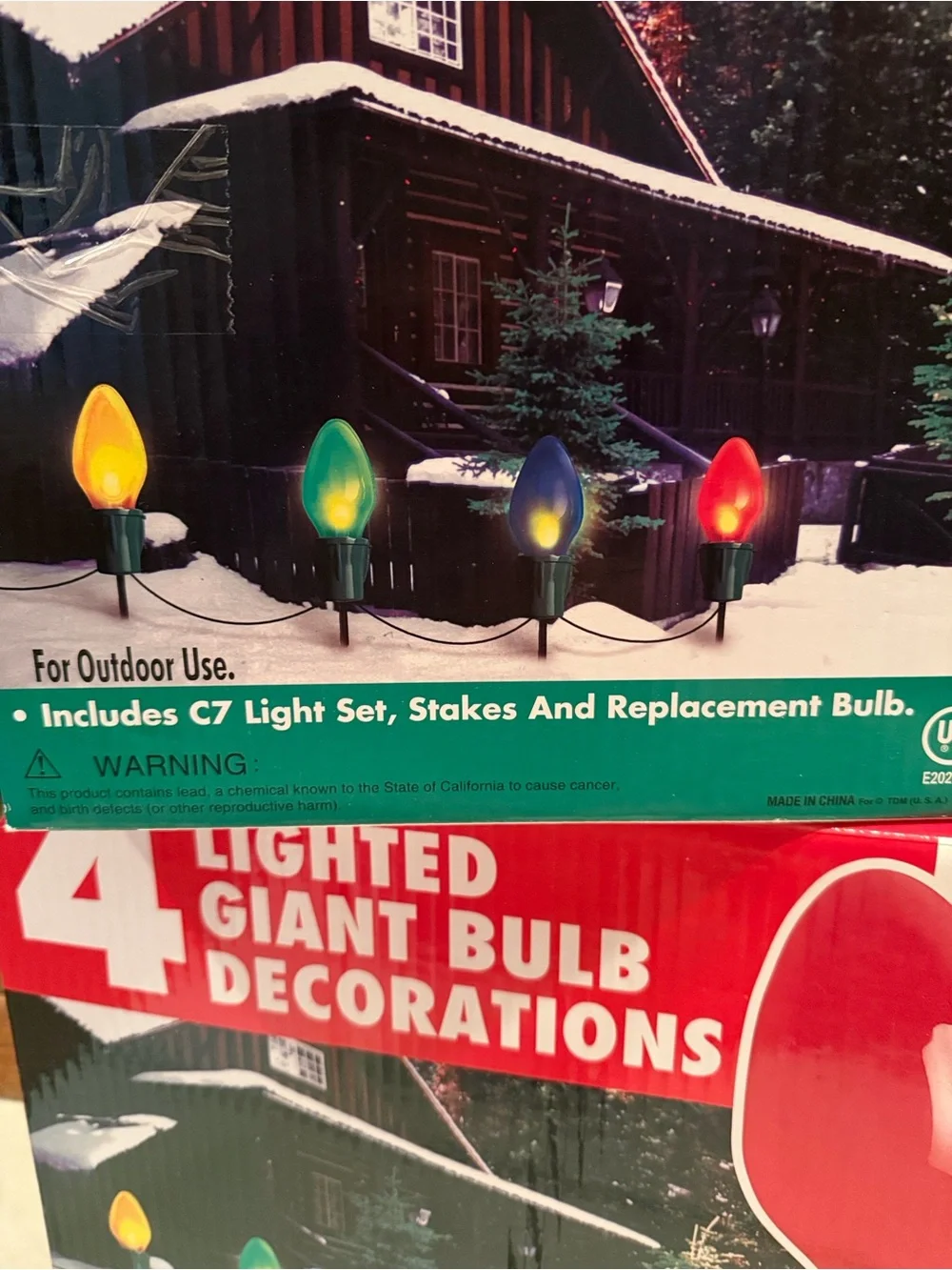 2 Sets of 4 Lighted Giant Bulb Christmas Decorations Pathway Lights
